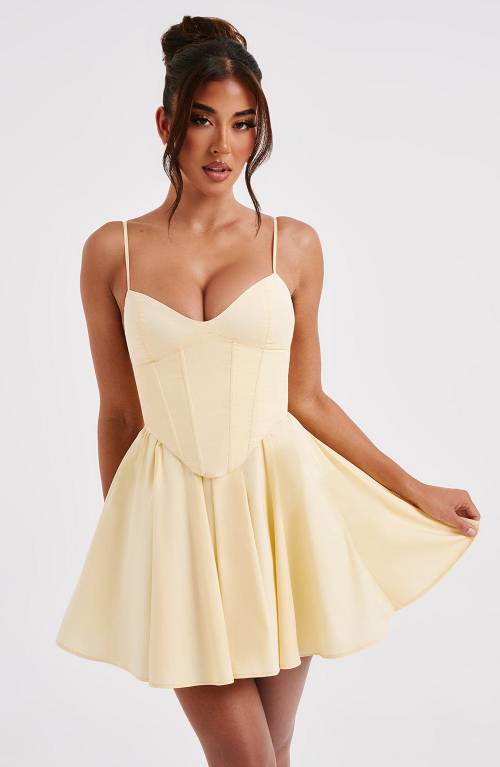 Fioreclo Analise Mini Dress in Lemon