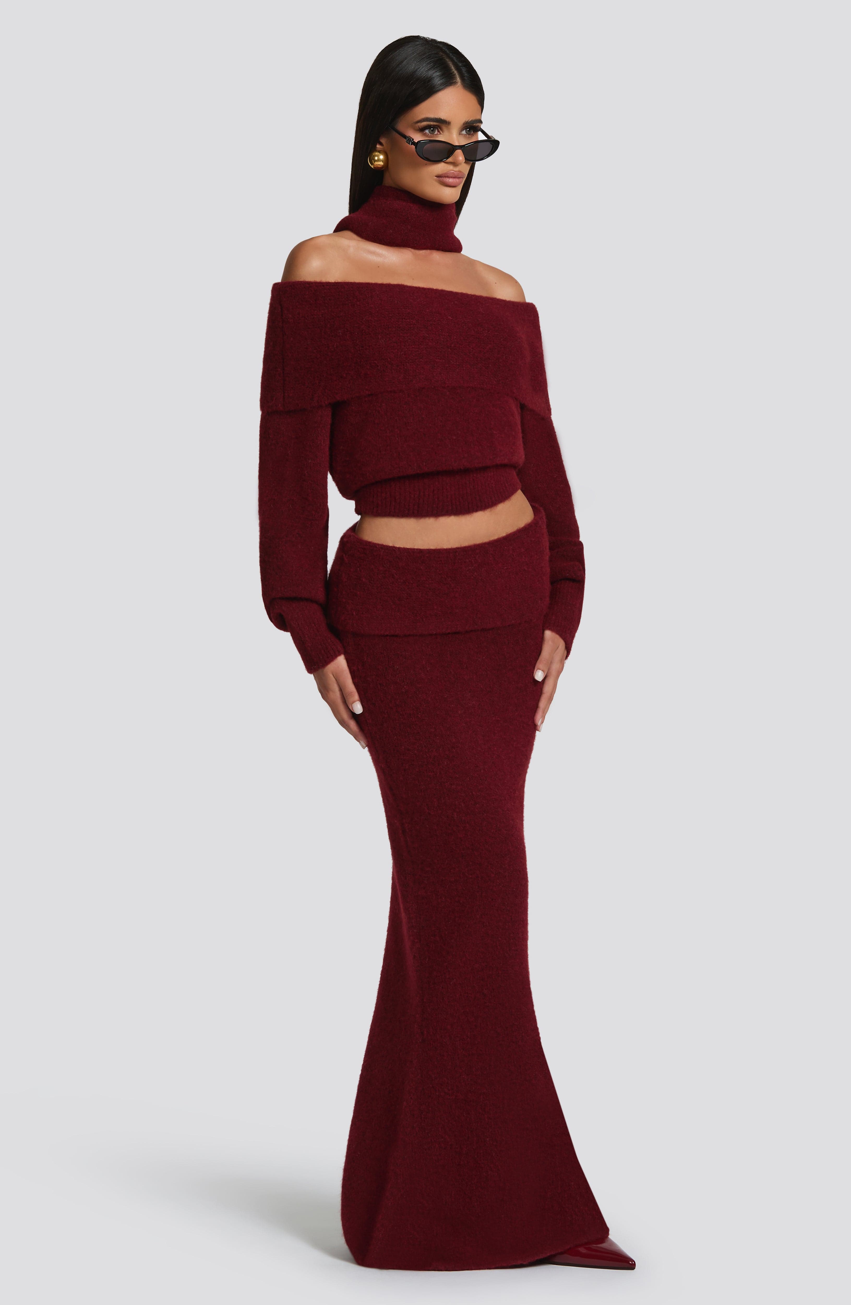 Fioreclo Andra Maxi Skirt in Burgundy