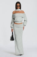 Fioreclo Andra Maxi Skirt in Light Grey Marl
