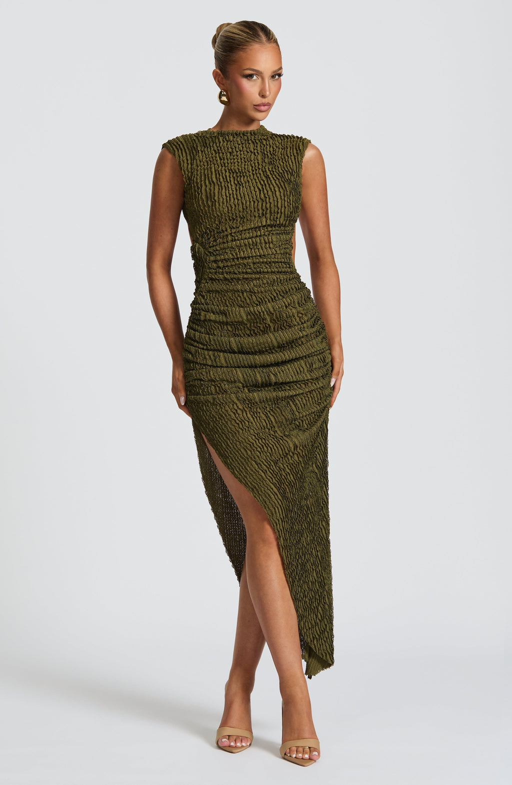 Fioreclo Aphaia Midi Dress in Khaki