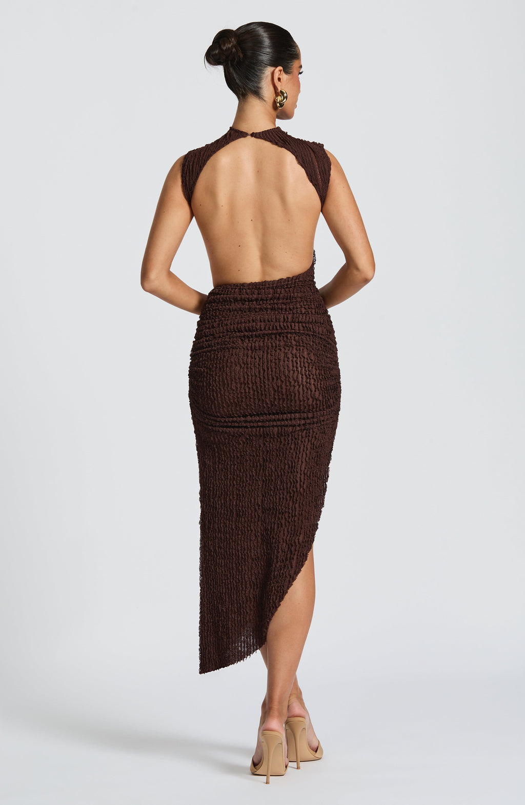 Fioreclo Aphaia Midi Dress in Plum Brown
