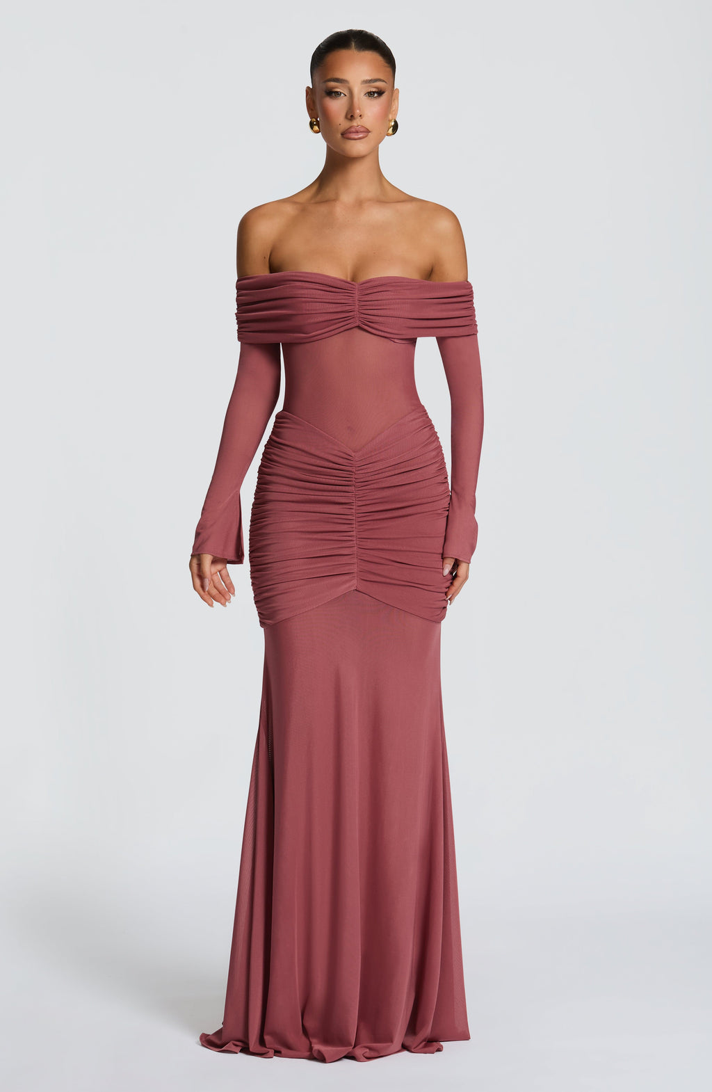 Fioreclo Arlena Maxi Dress in Rose Brown