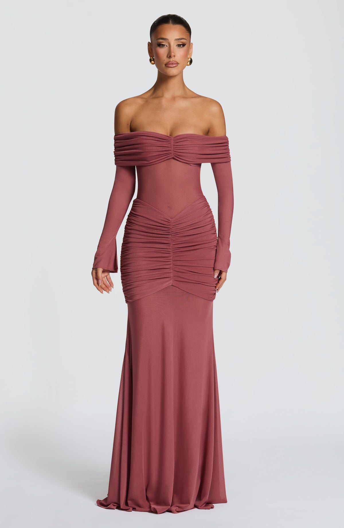 Fioreclo Arlena Maxi Dress in Rose Brown