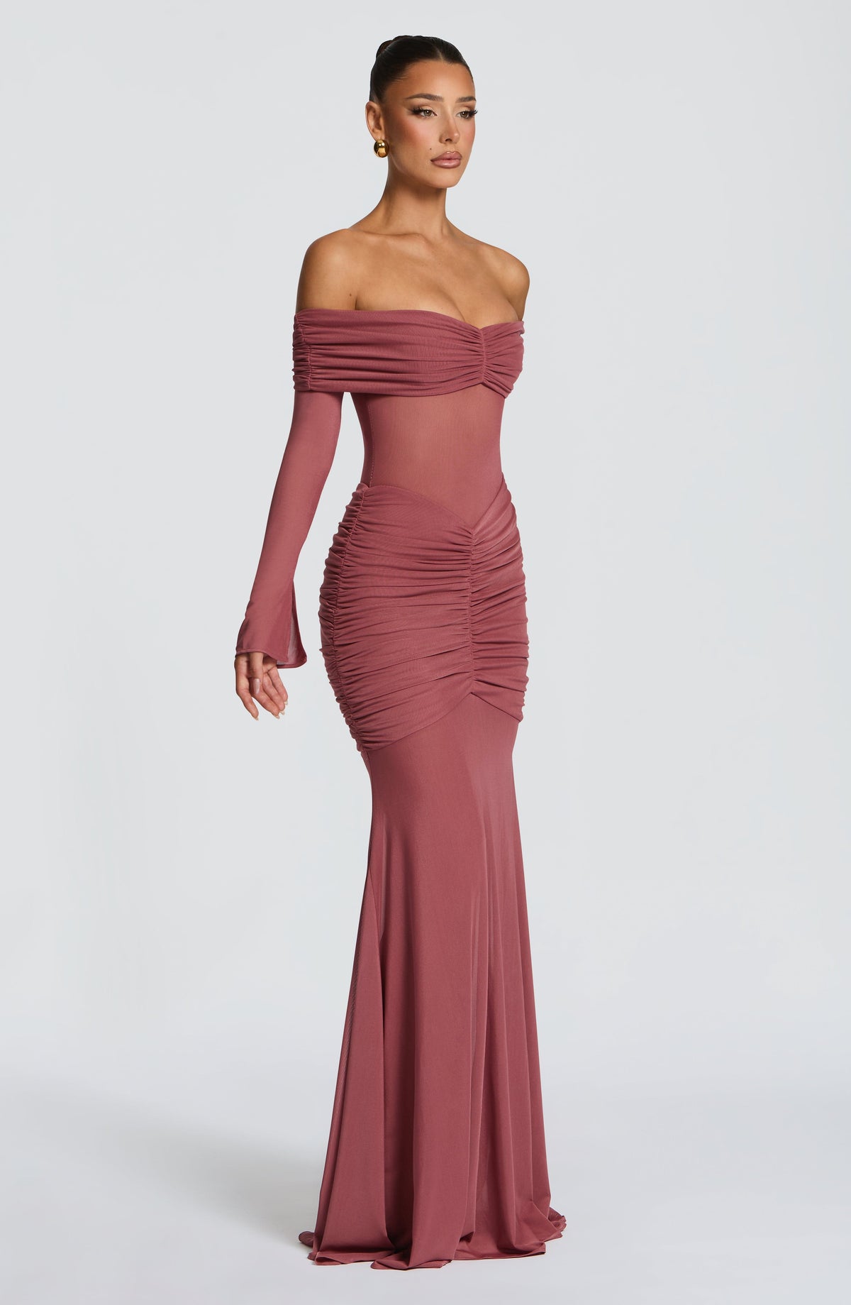 Fioreclo Arlena Maxi Dress in Rose Brown