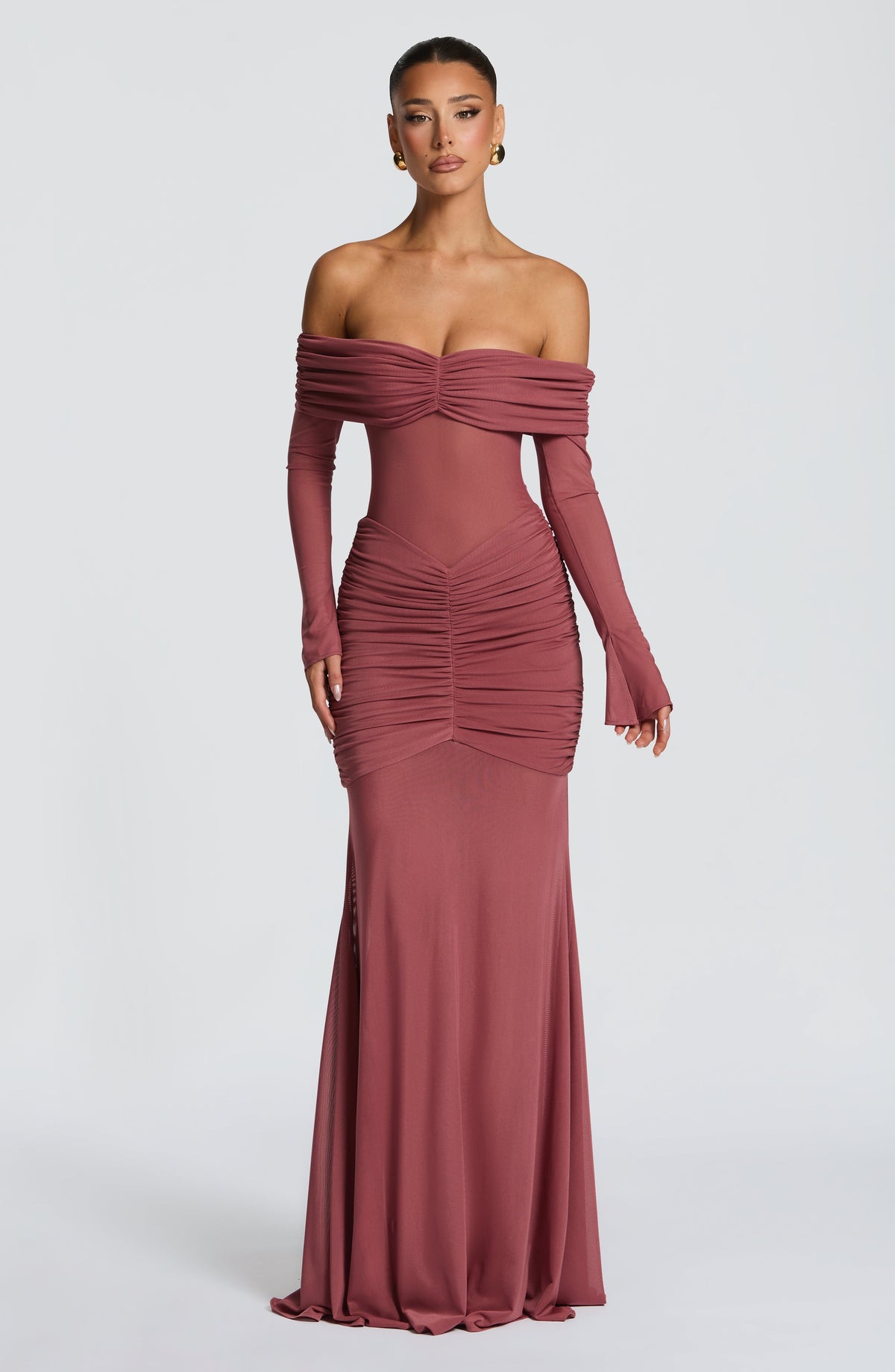 Fioreclo Arlena Maxi Dress in Rose Brown