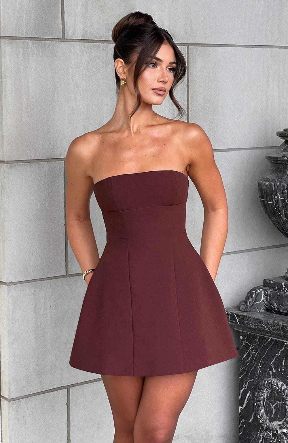 Fioreclo Asha Mini Dress in Brown