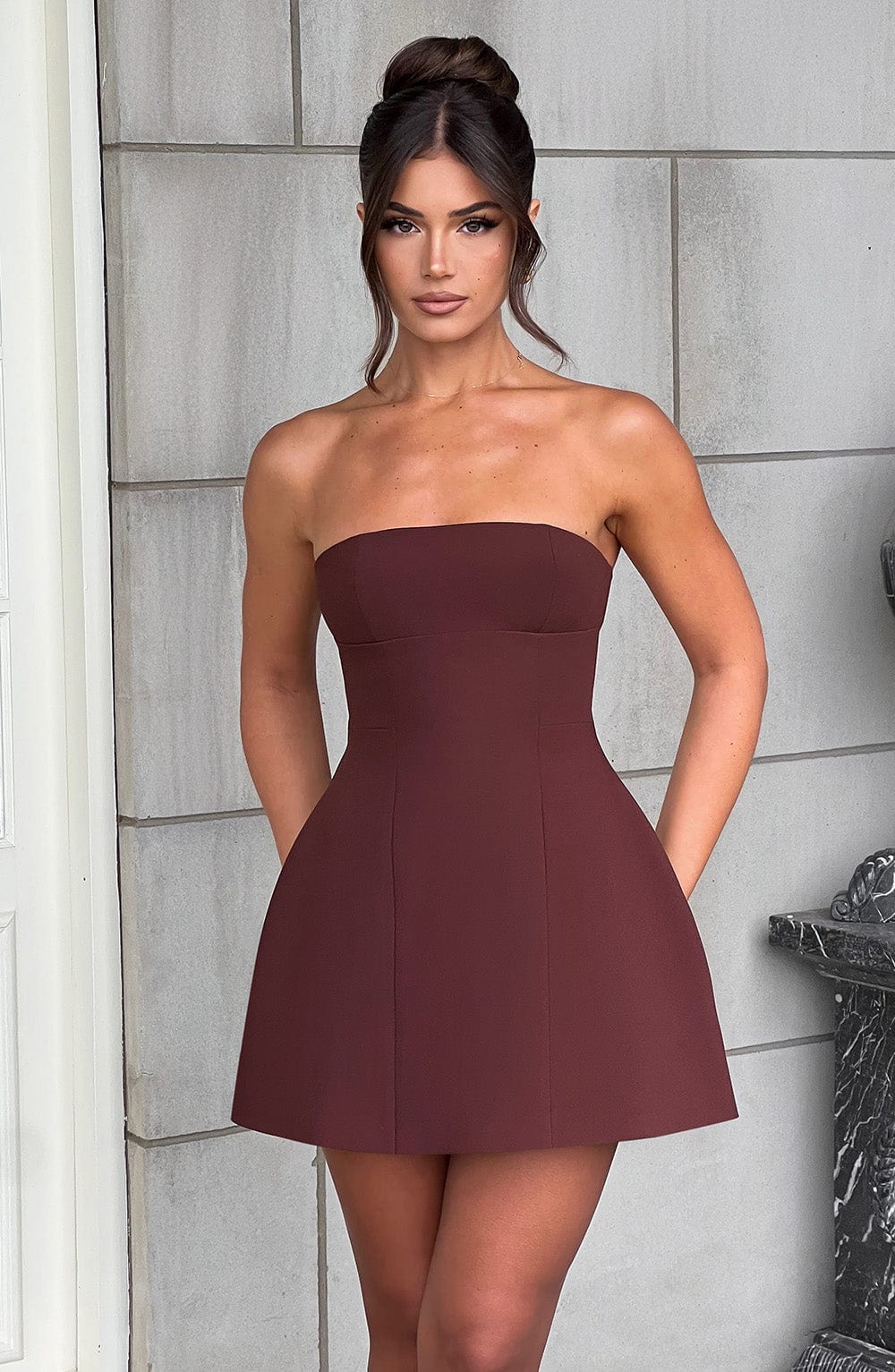 Fioreclo Asha Mini Dress in Brown