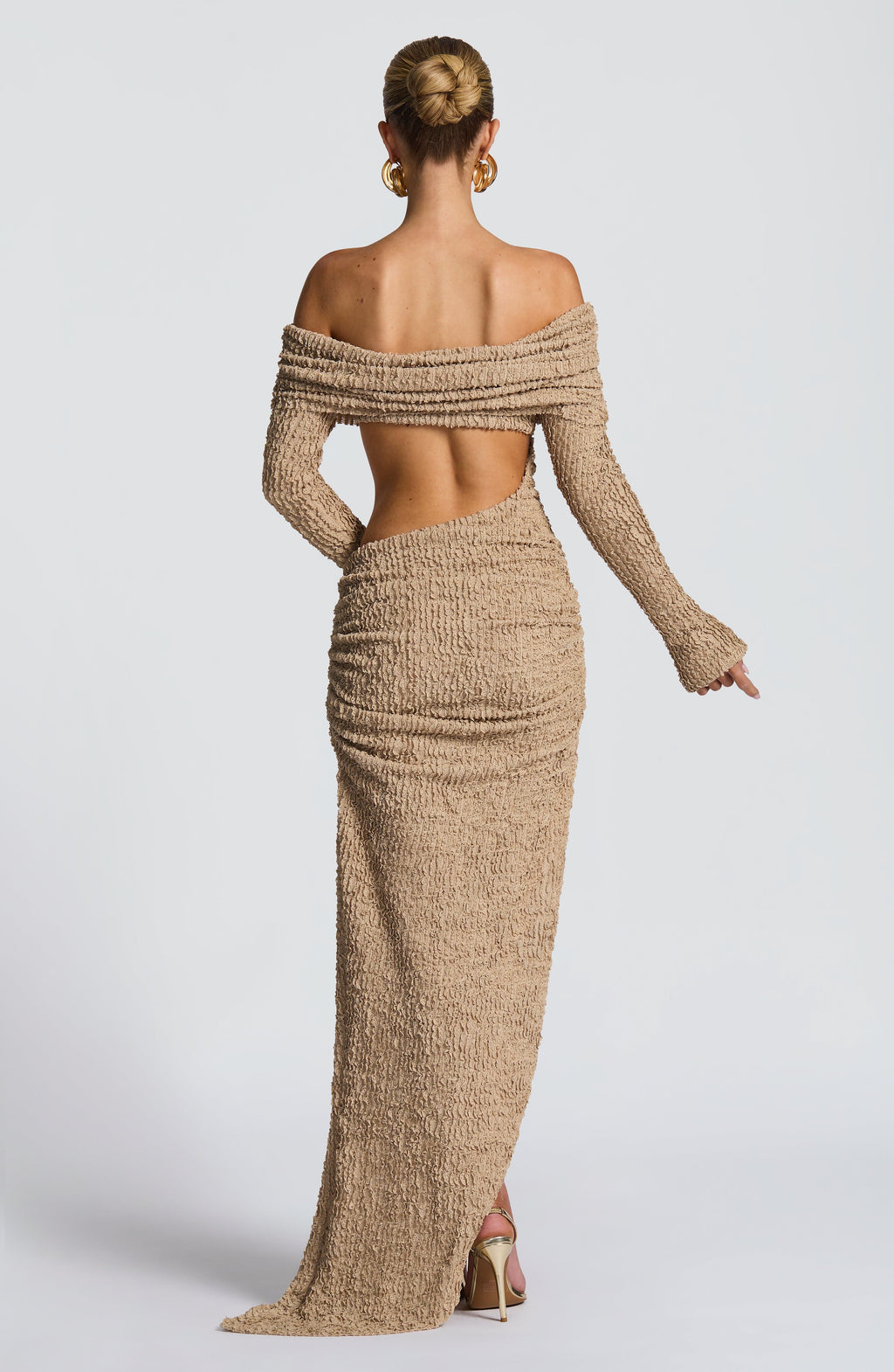 Fioreclo Delphine Midi Dress in Beige