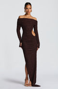 Fioreclo Delphine Midi Dress in Plum Brown