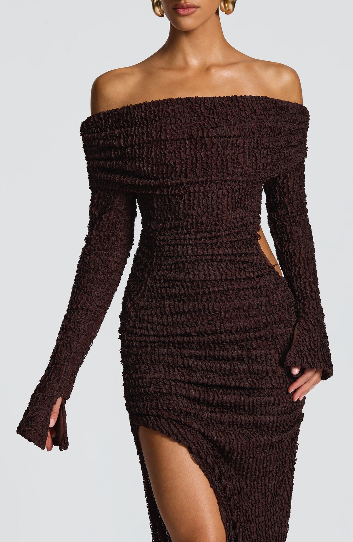 Fioreclo Delphine Midi Dress in Plum Brown