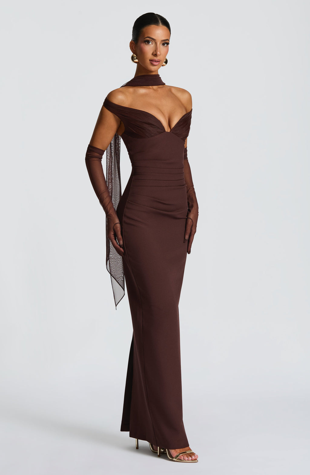 Flourenne Abigael Maxi Dress in Plum Brown