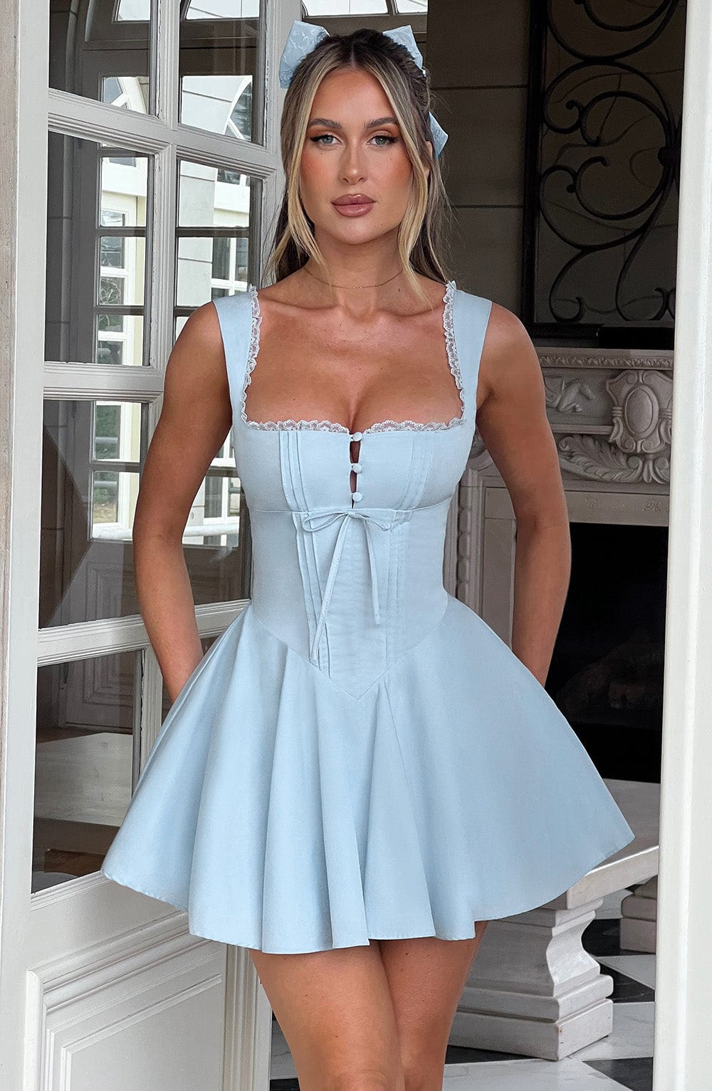 Flourenne Adalene Mini Dress in Blue
