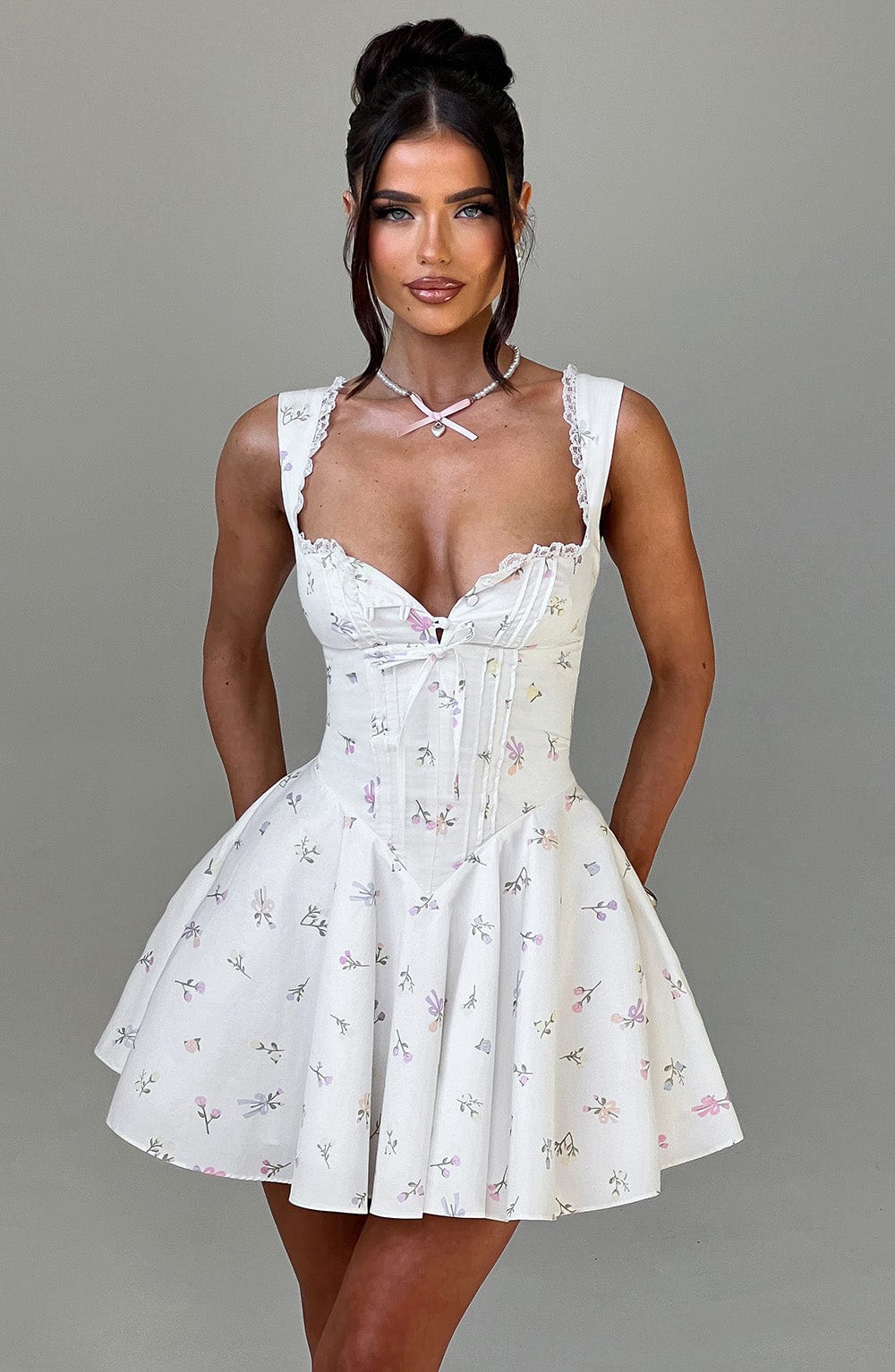 Flourenne Adalene Mini Dress in Multi Floral Print