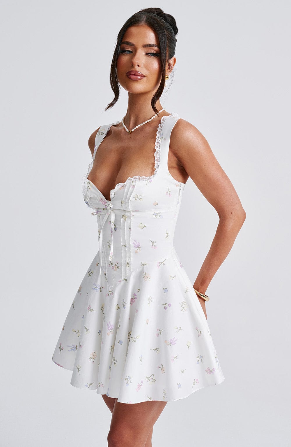 Flourenne Adalene Mini Dress in Multi Floral Print