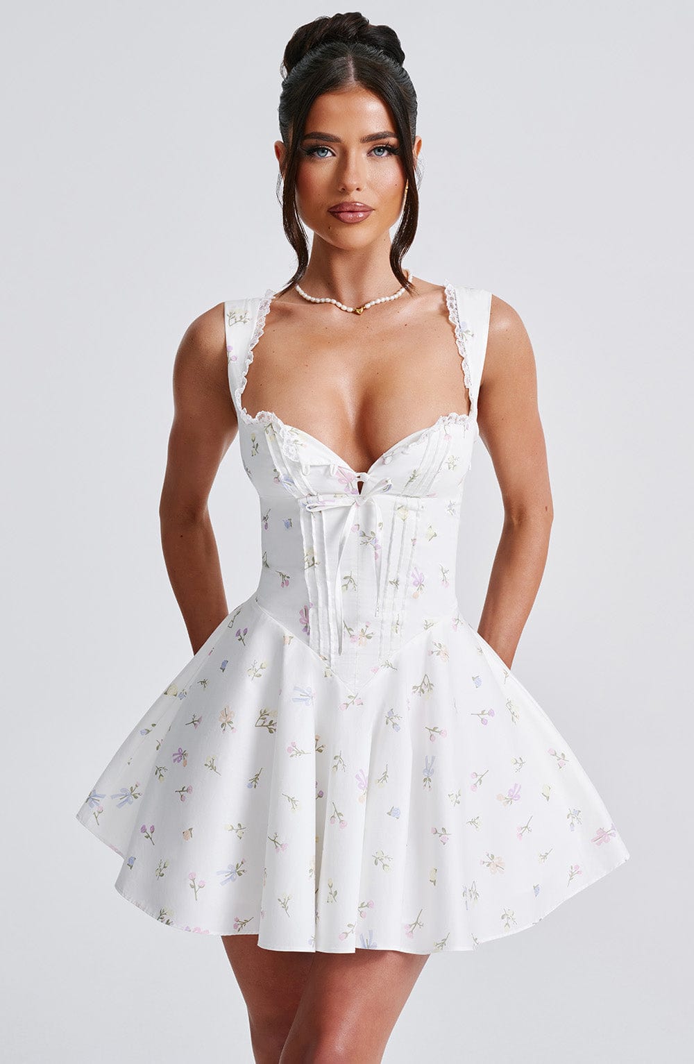 Flourenne Adalene Mini Dress in Multi Floral Print