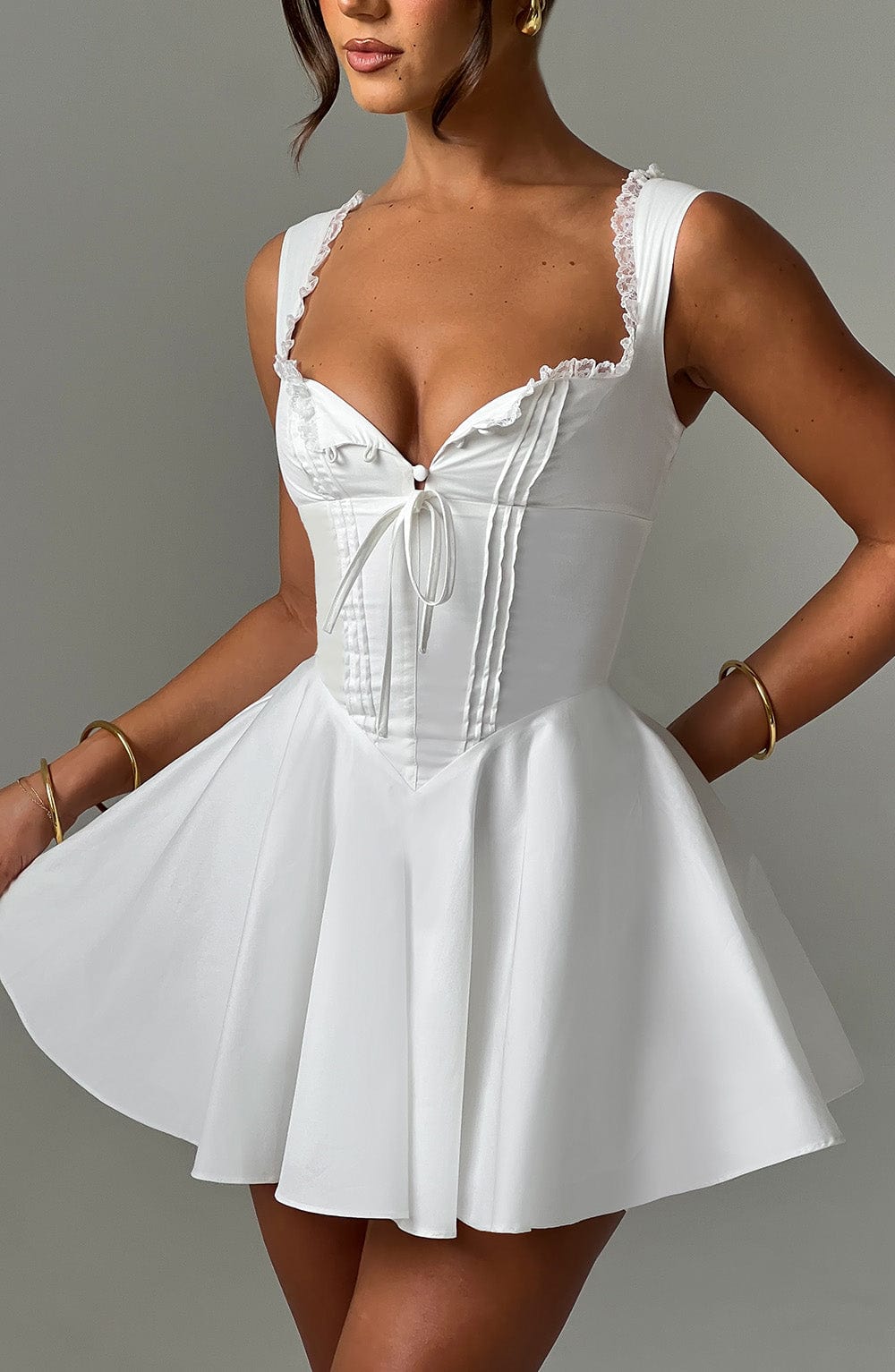 Flourenne Adalene Mini Dress in Ivory