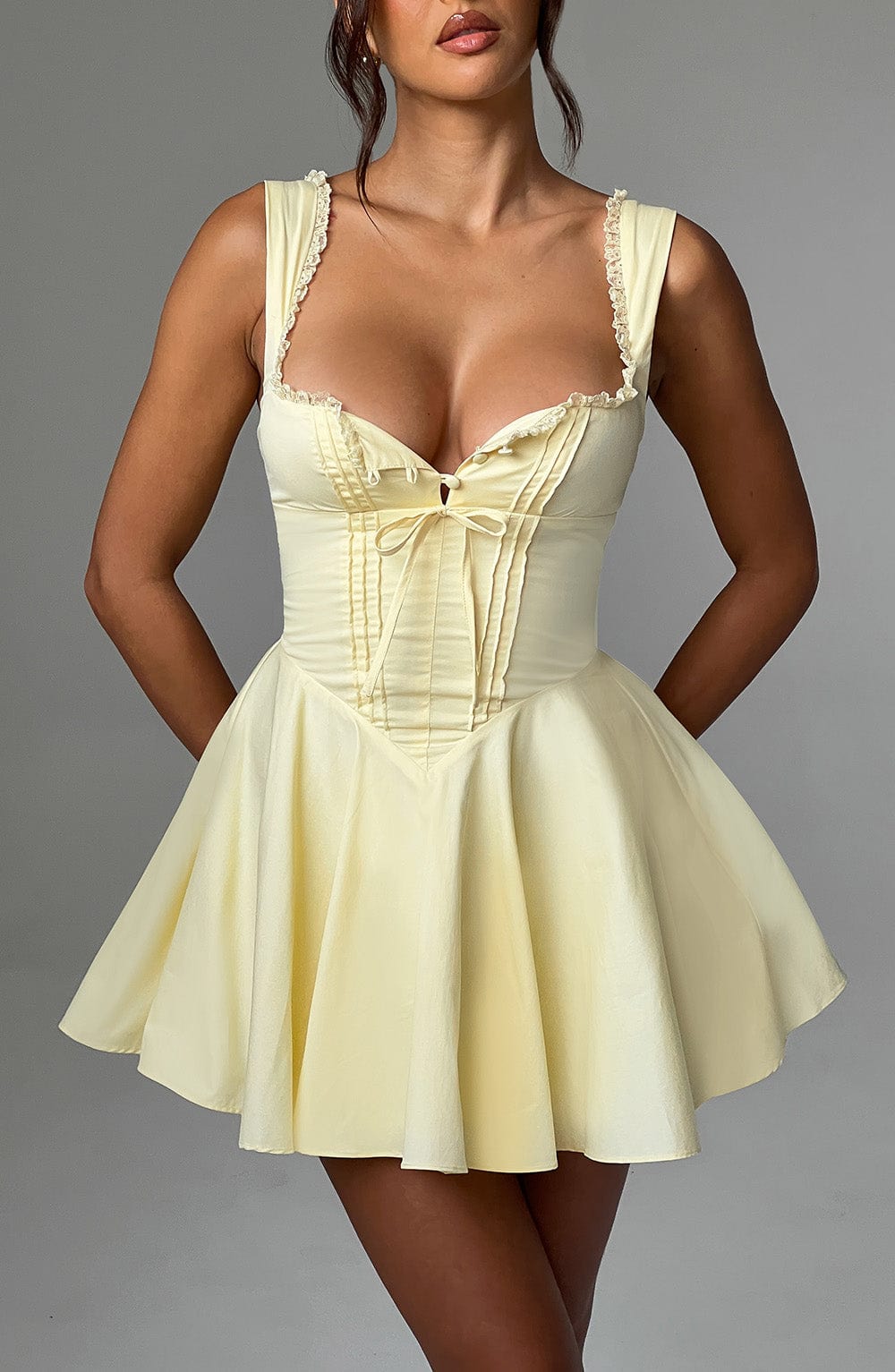 Flourenne Adalene Mini Dress in Lemon