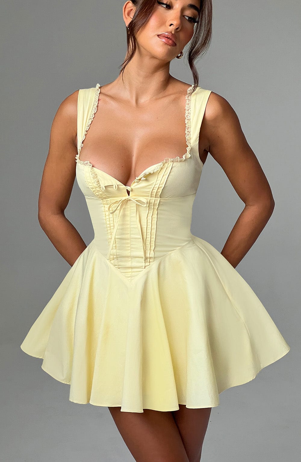 Flourenne Adalene Mini Dress in Lemon