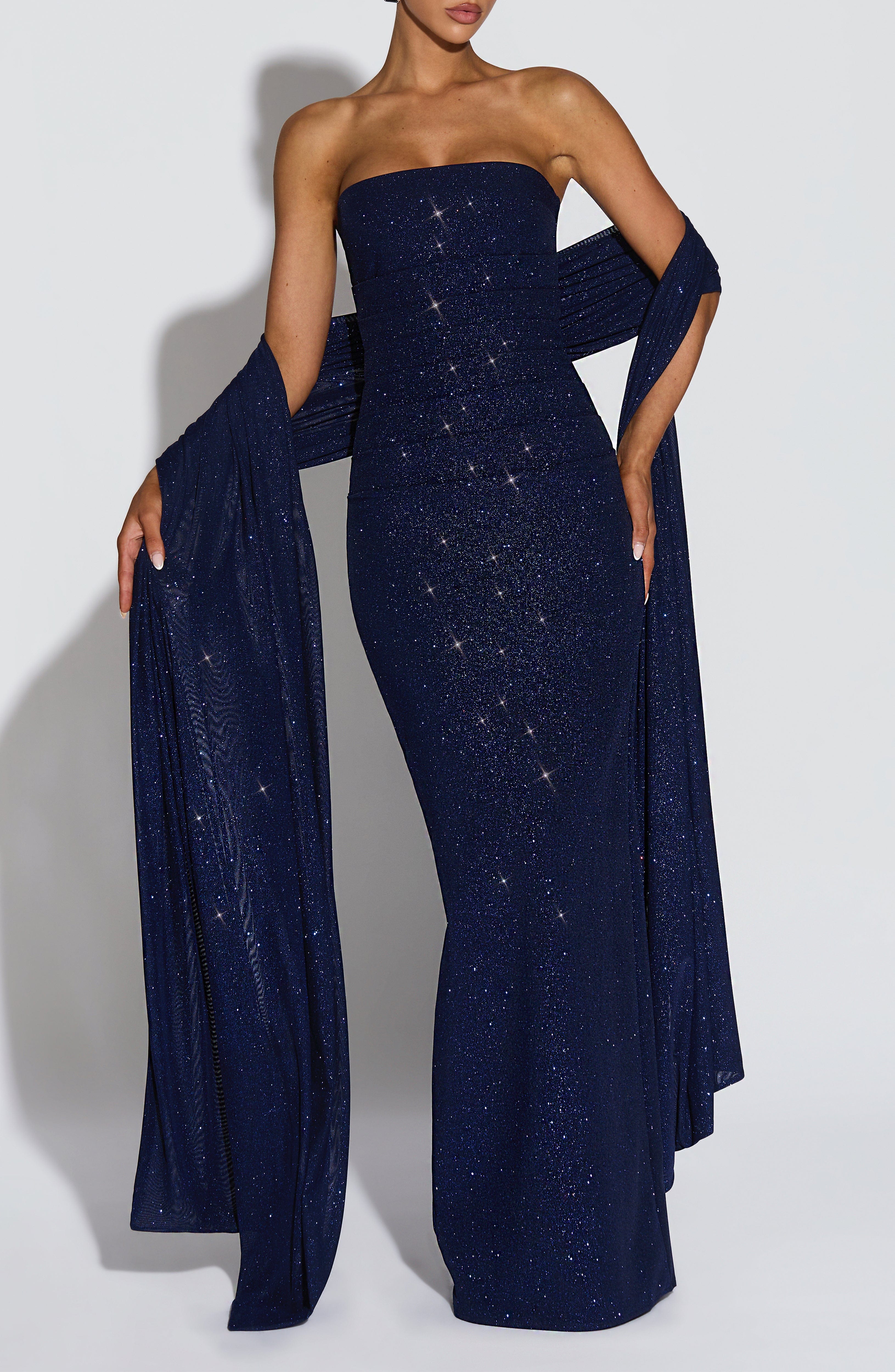 Flourenne Agnessa Shawl in Navy Sparkle