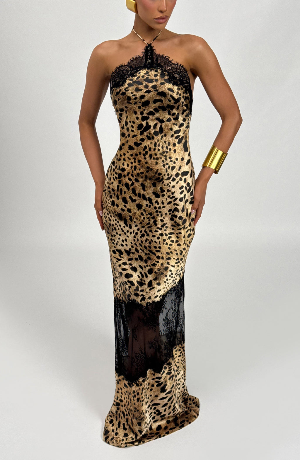 Flourenne Agneta Maxi Dress in Leopard Print