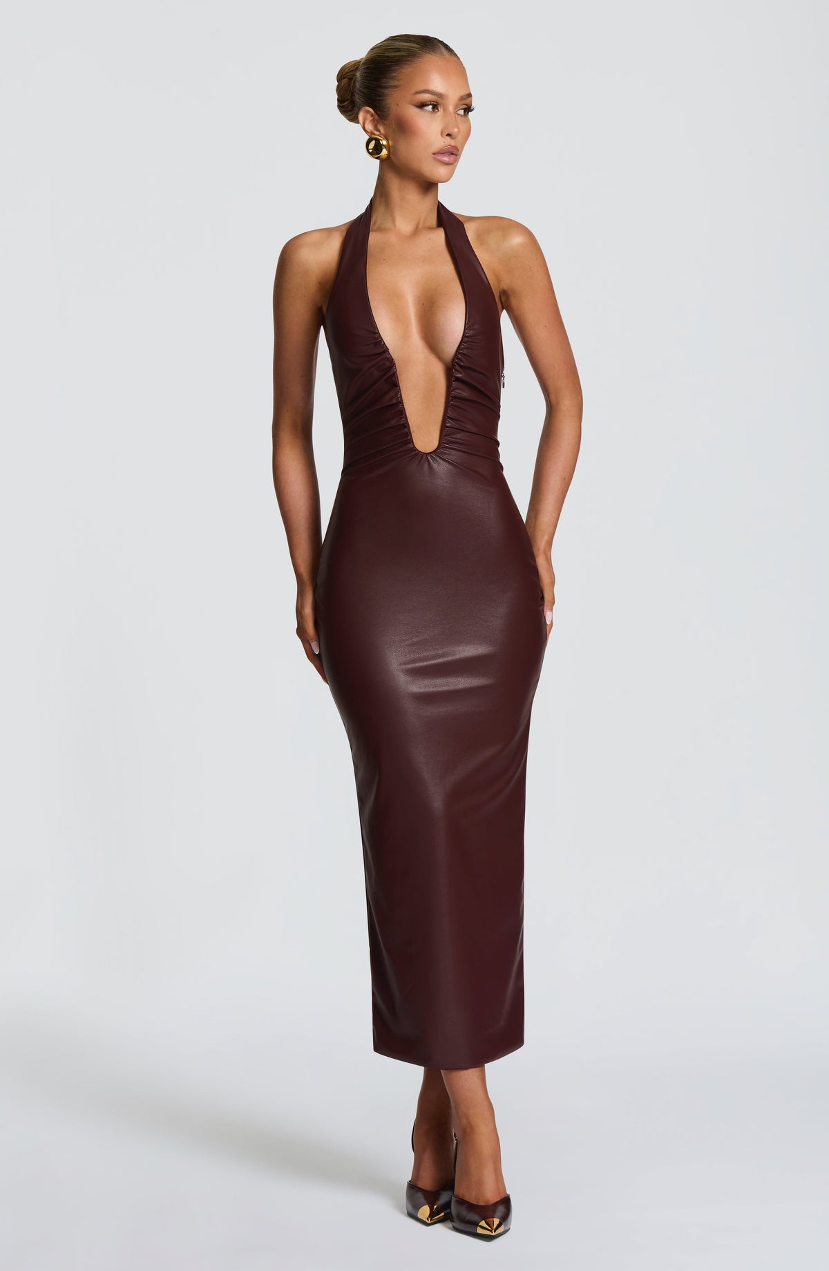 Flourenne Ainslie Midi Dress in Burgundy