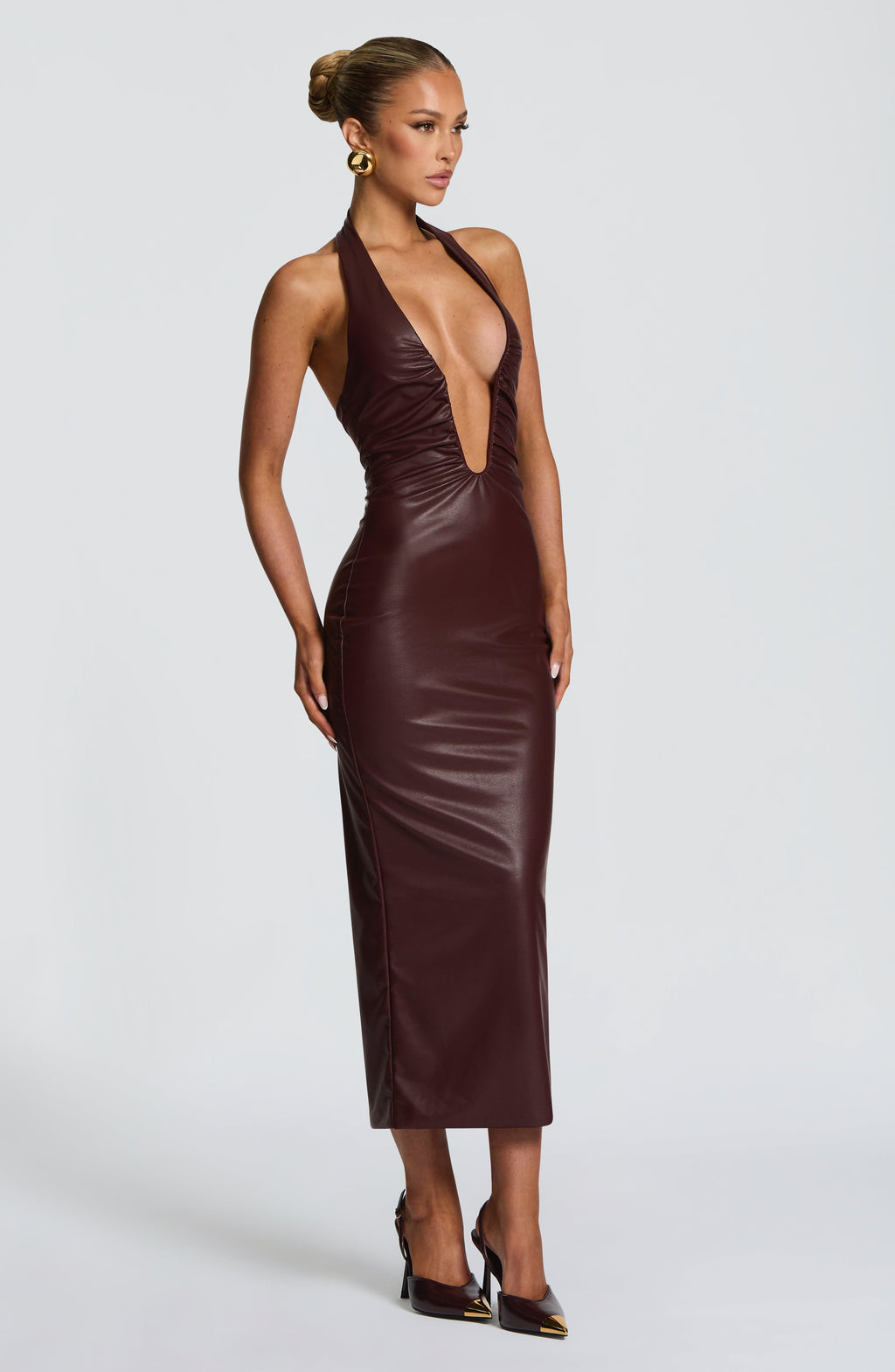Flourenne Ainslie Midi Dress in Burgundy