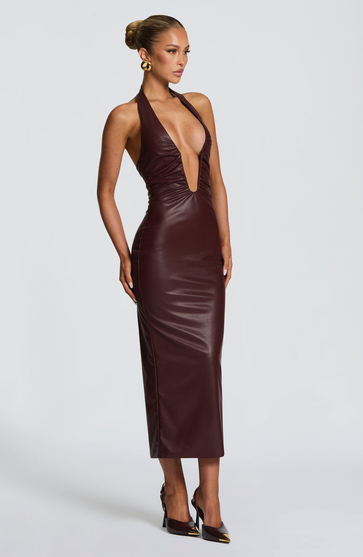 Flourenne Ainslie Midi Dress in Burgundy