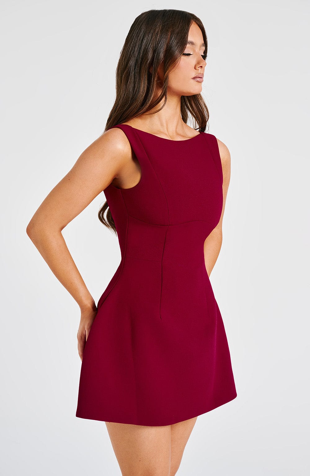 Flourenne Alanis Mini Dress in Wine