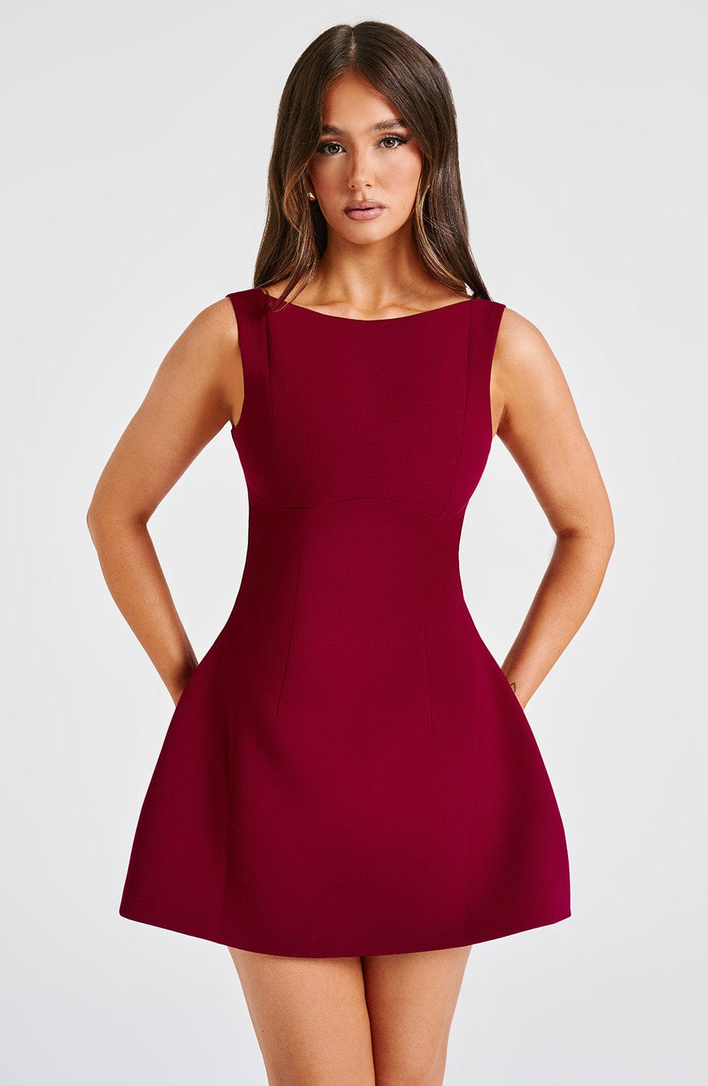 Flourenne Alanis Mini Dress in Wine