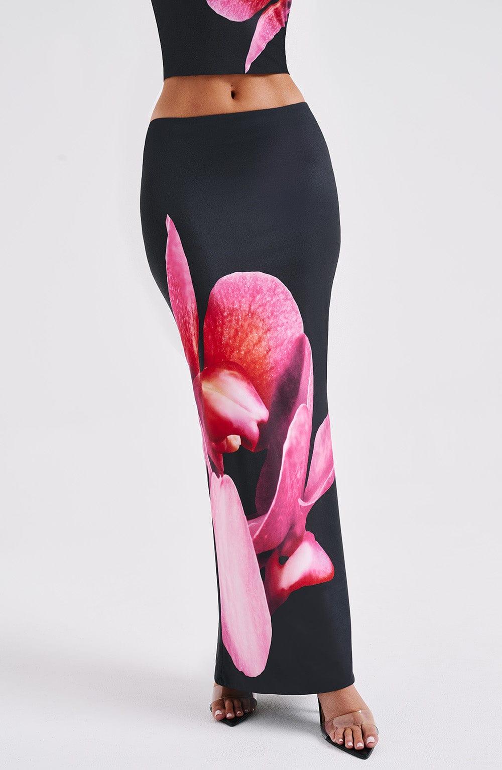 Flourenne Alaris Maxi Skirt in Black Floral Print