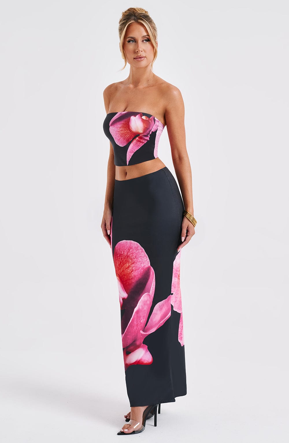 Flourenne Alaris Maxi Skirt in Black Floral Print