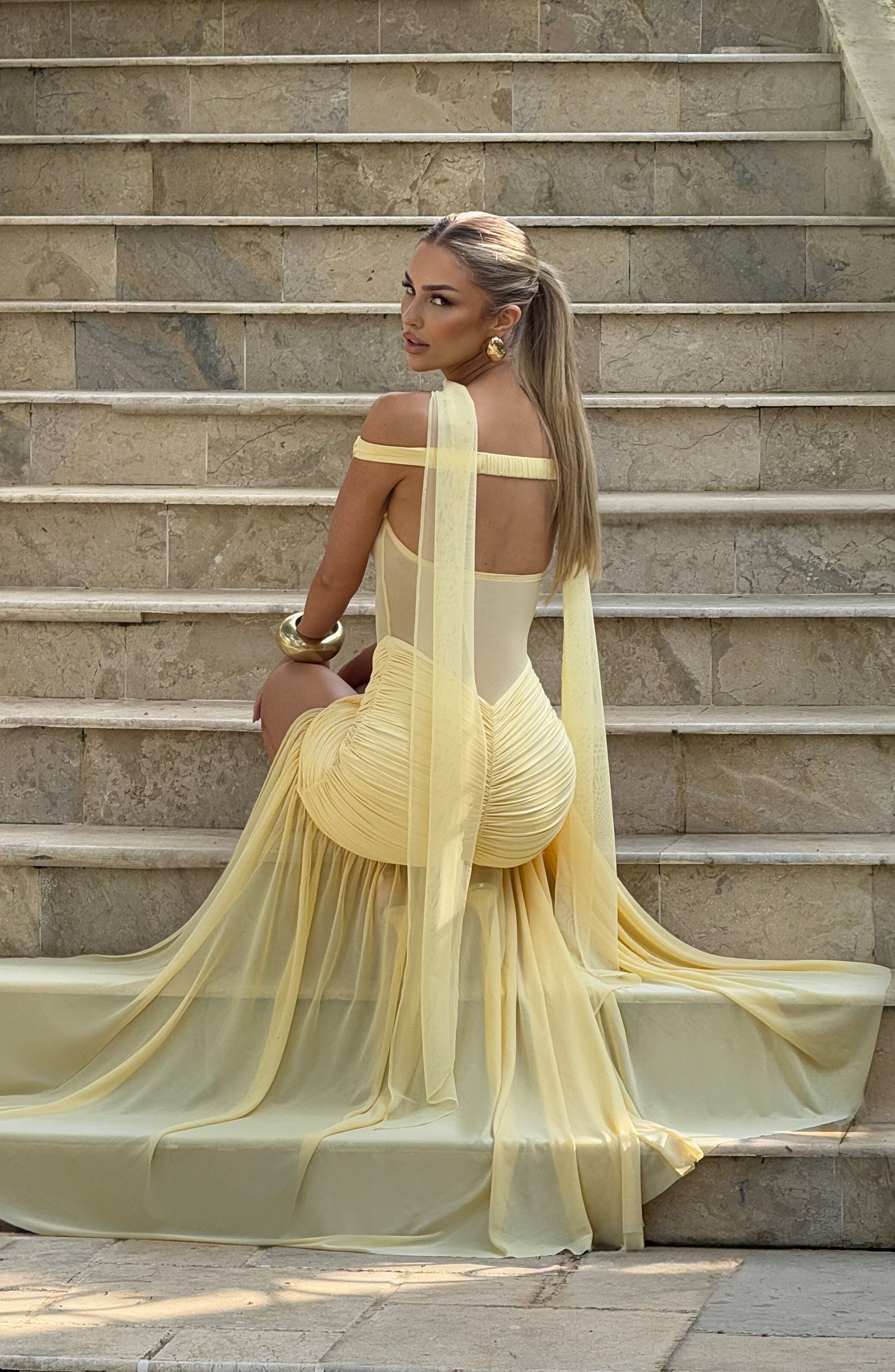 Flourenne Alaya Maxi Dress in Lemon