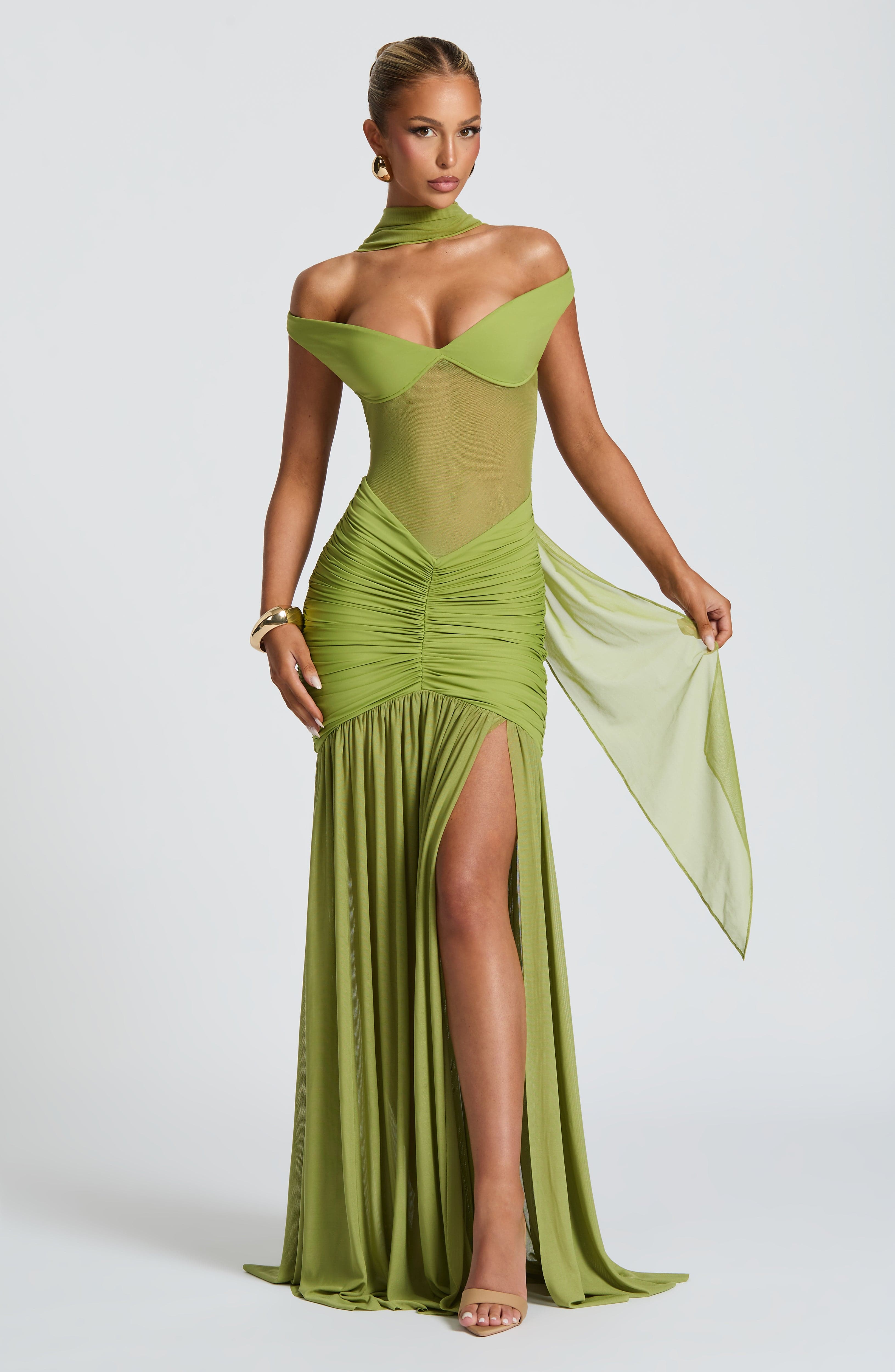 Flourenne Alaya Maxi Dress in Olive