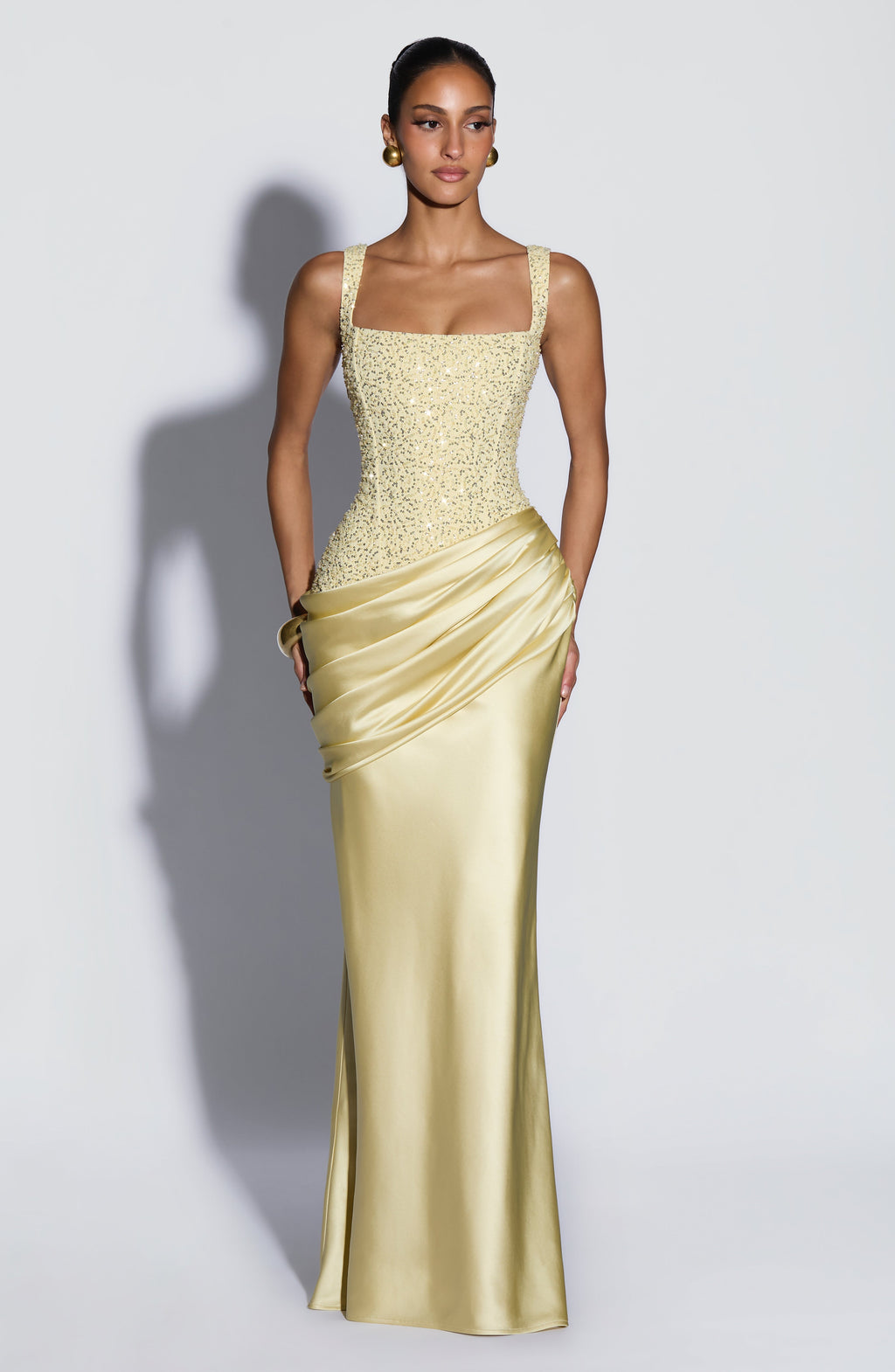 Flourenne Alessandra Maxi Dress in Lemon