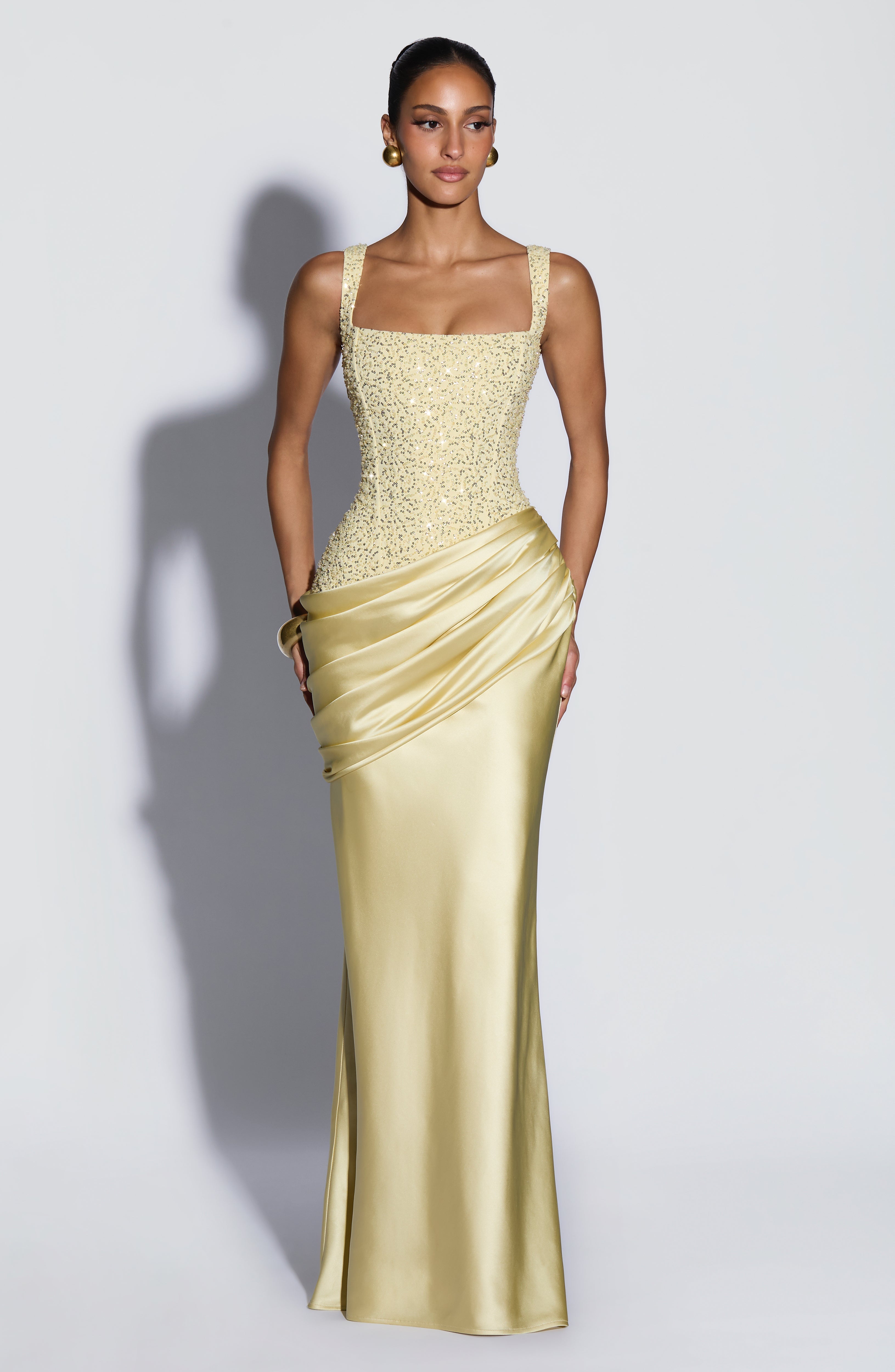 Flourenne Alessandra Maxi Dress in Lemon