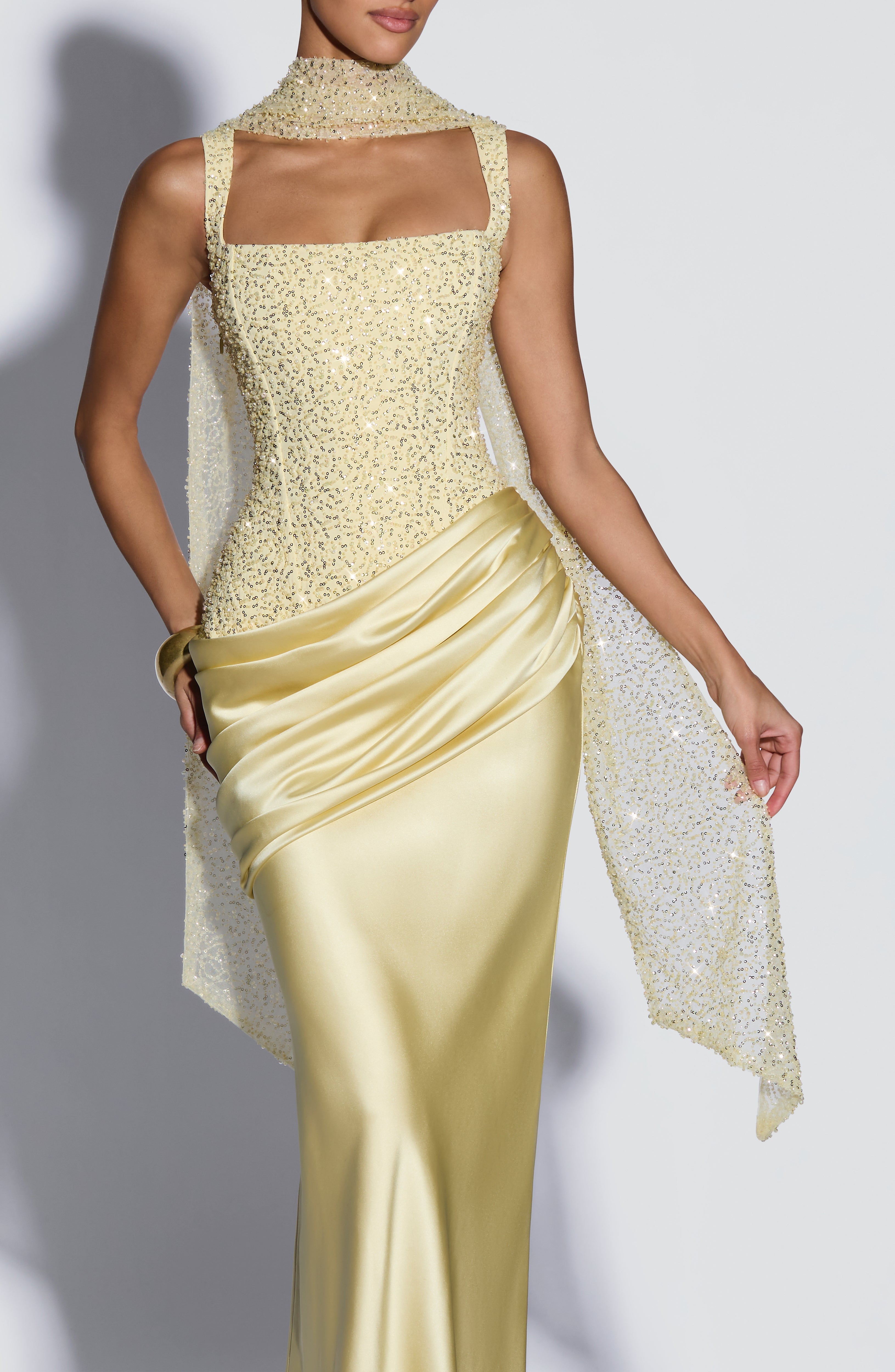 Flourenne Alessandra Maxi Dress in Lemon