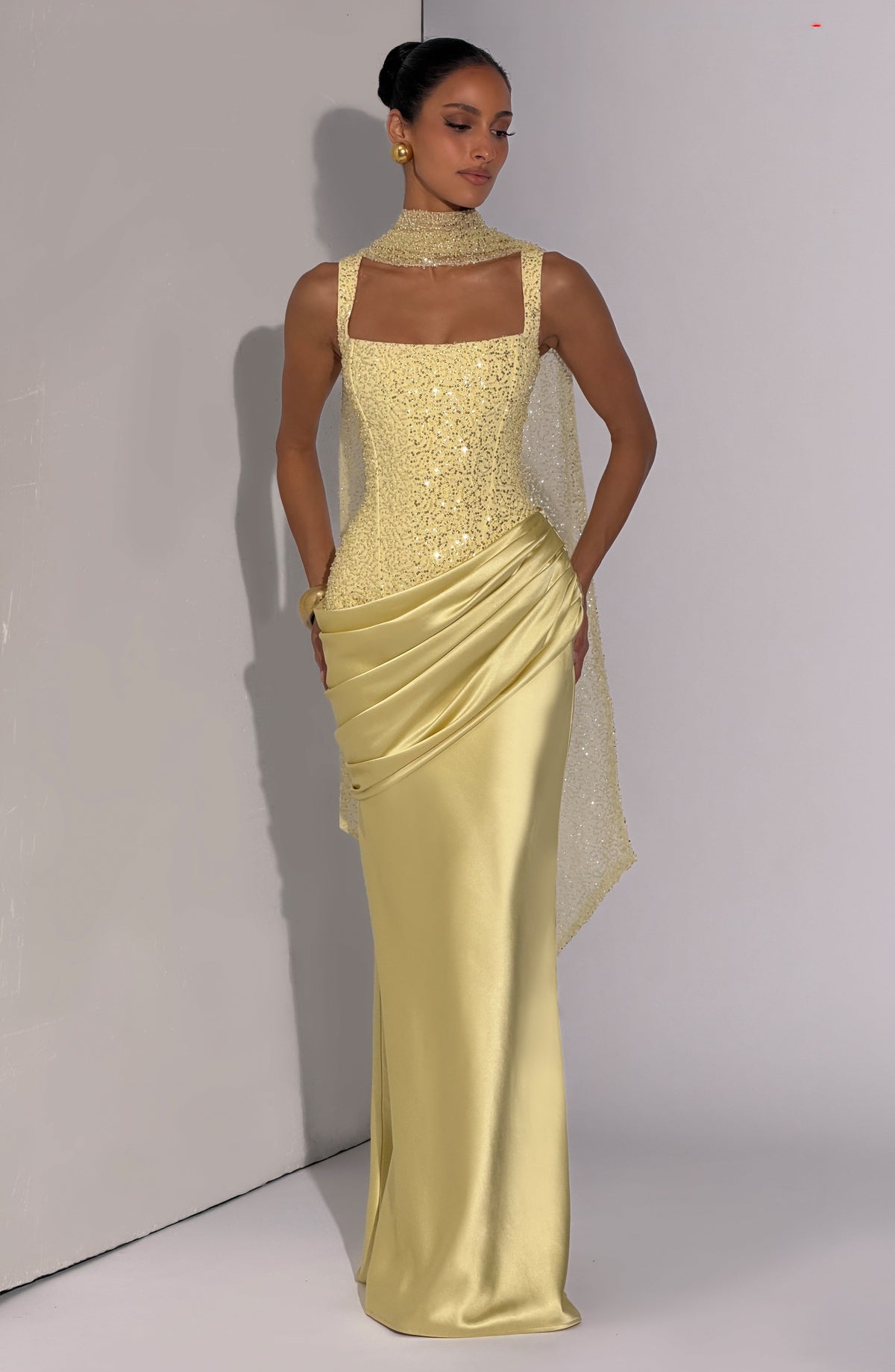 Flourenne Alessandra Maxi Dress in Lemon