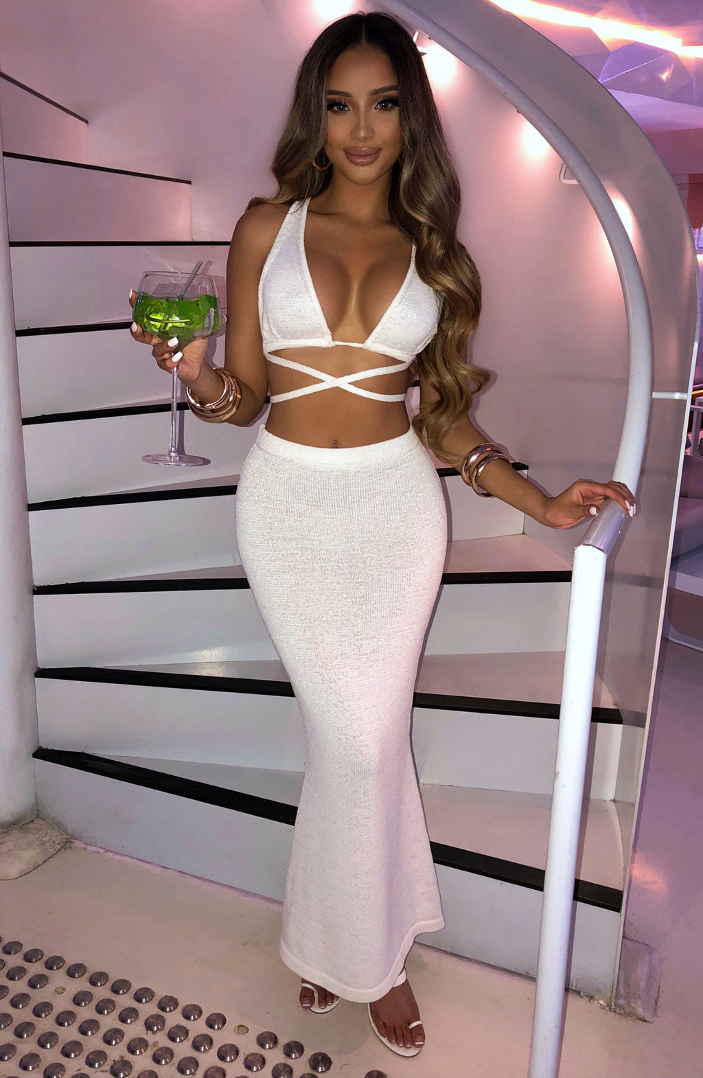 Flourenne Alexia Maxi Skirt in White