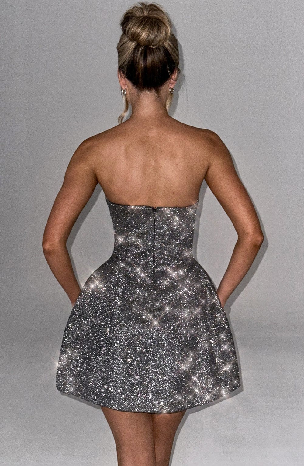 Flourenne Alicia Mini Dress in Grey Sparkle