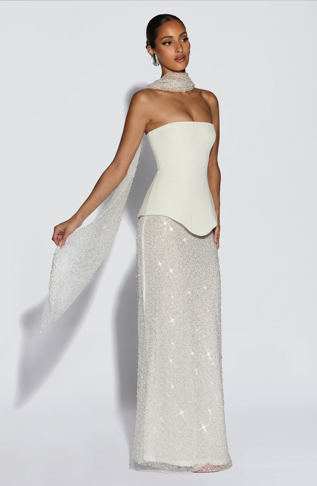 Flourenne Allora Maxi Skirt in Ivory
