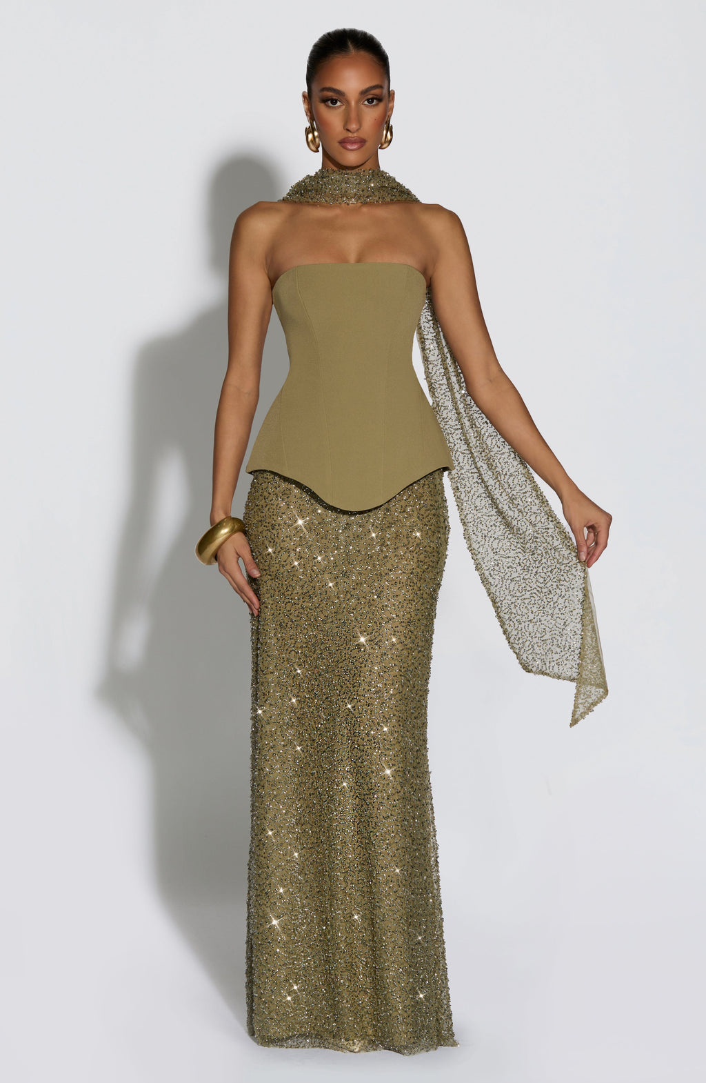 Flourenne Allora Maxi Skirt in Sage
