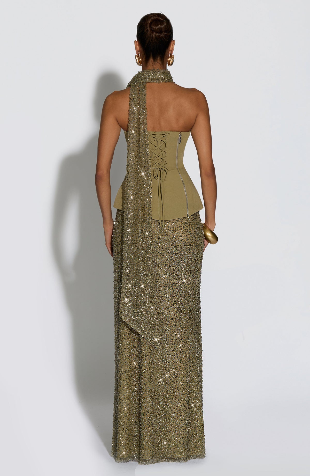Flourenne Allora Maxi Skirt in Sage