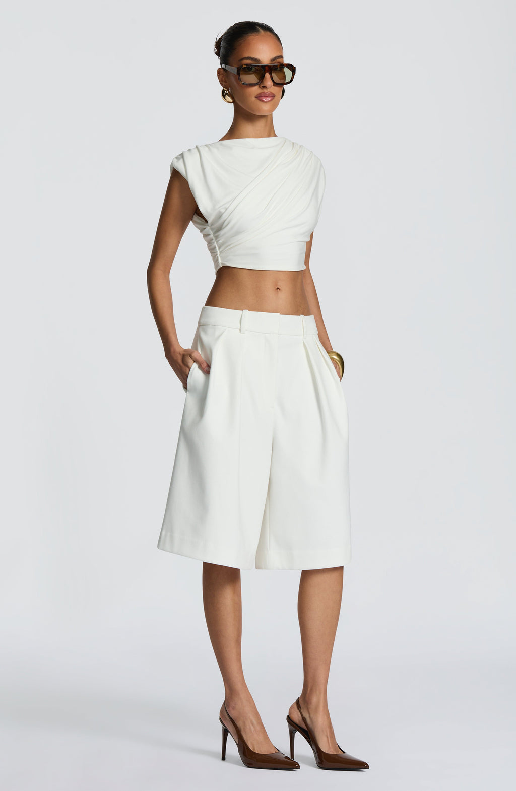 Flourenne Amarah Bermuda Shorts in Ivory