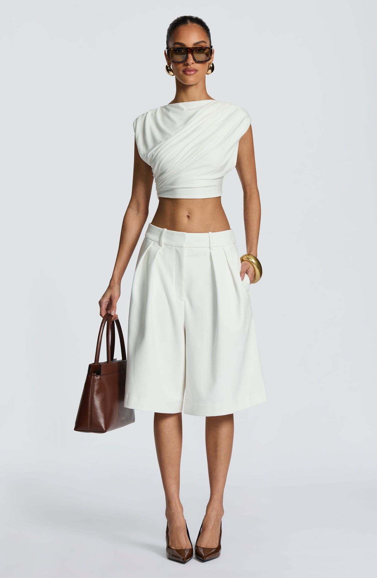 Flourenne Amarah Bermuda Shorts in Ivory