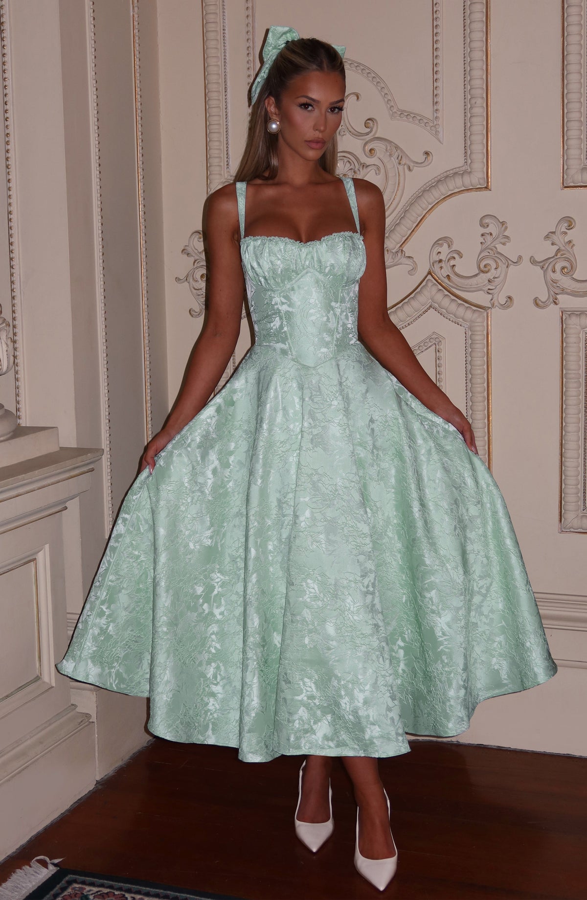 Flourenne Amorae Midi Dress in Mint