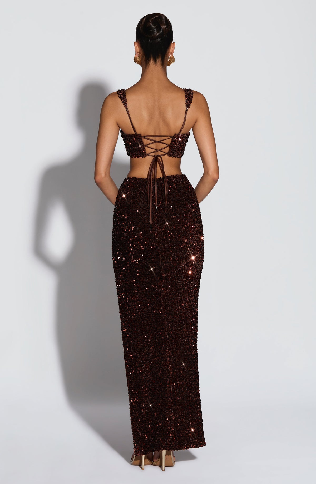 Flourenne Anayah Maxi Skirt in Plum Brown