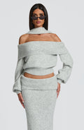 Flourenne Andra Top in Light Grey Marl