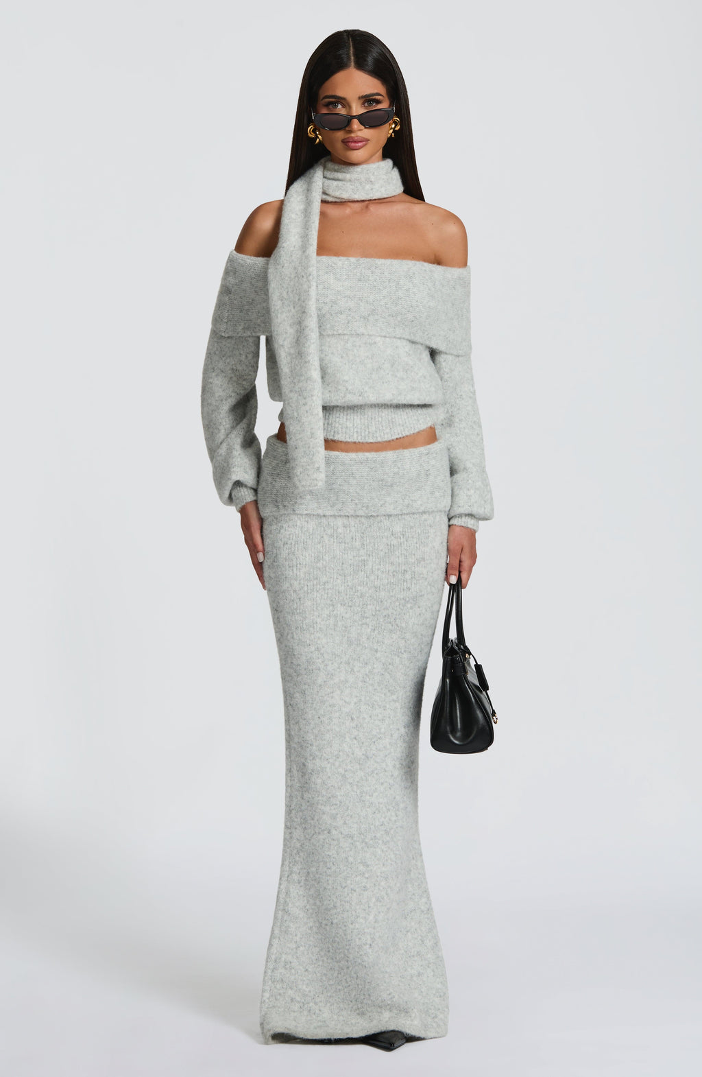 Flourenne Andra Top in Light Grey Marl