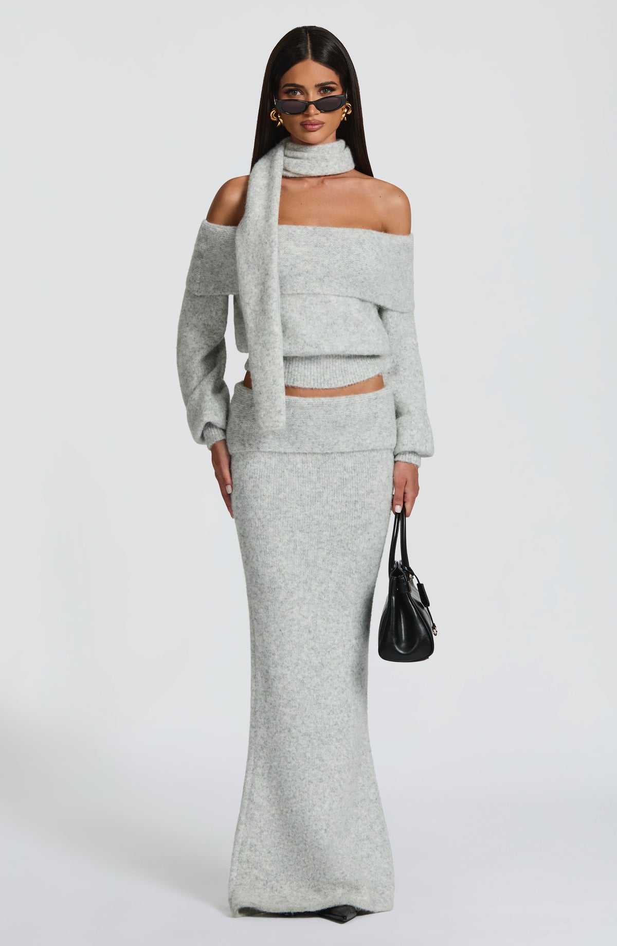 Flourenne Andra Top in Light Grey Marl