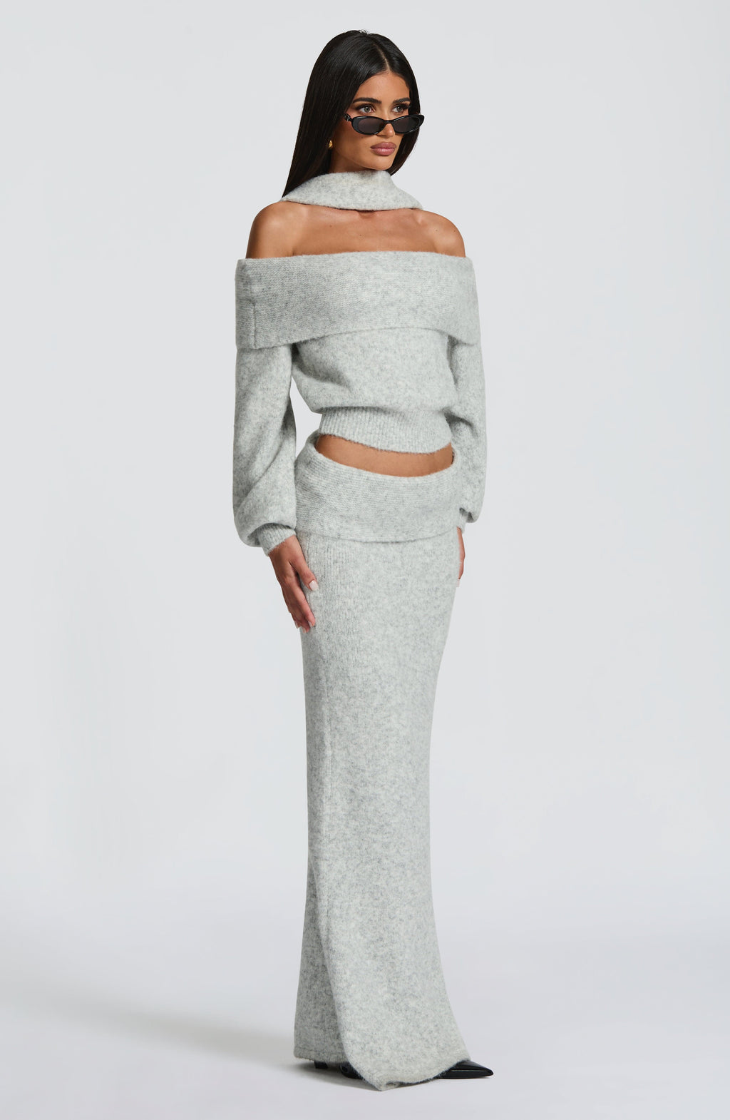 Flourenne Andra Top in Light Grey Marl